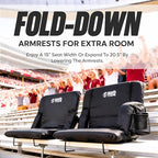 BRAWNTIDE Stadium Seat for Bleachers with Back Support - Wide Padded Reclining Bleacher Seat, Portable Folding Stadium Chair with Armrests, Hooks, Straps, Cup Holders & Pockets for Games & Concerts