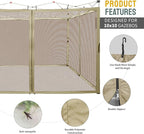 CROWN SHADES Gazebo Mosquito Net for 10 x 10 Pop Up Canopy - Patio Gazebo Mesh Sidewall with Zipper for Outdoor Tent, Garden and Backyard (4 Packs,Khaki)