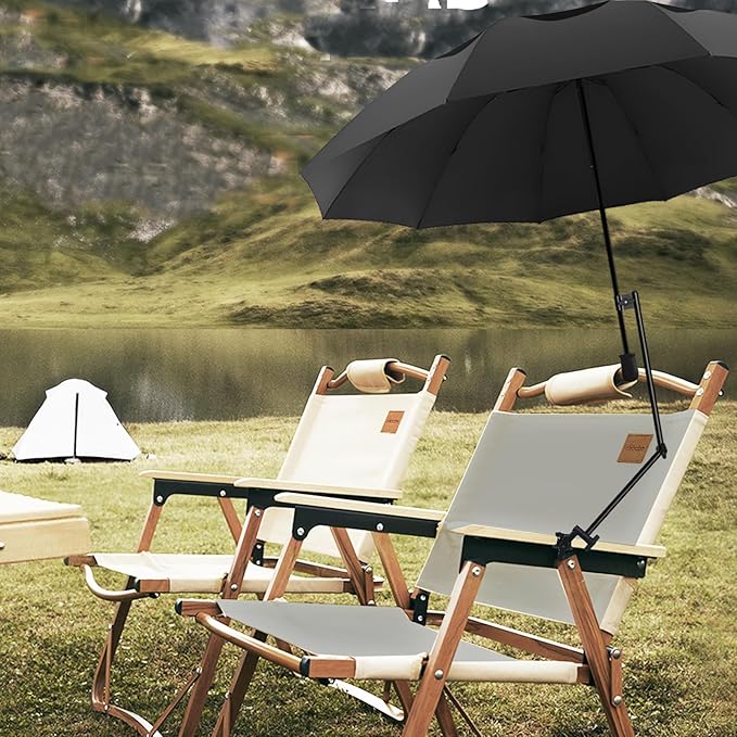 UPF 50+ Beach Umbrella with Adjustable Universal Clamp