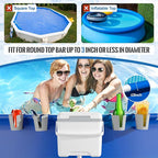 14QT Pool Cooler, with 4 Pool Cup Drink Holders, Insulated Hard Cooler with Handle, Keeps Cold for up to 3 Days, Above Ground Pool Accessories Storage, Portable Poolside Beach Camping