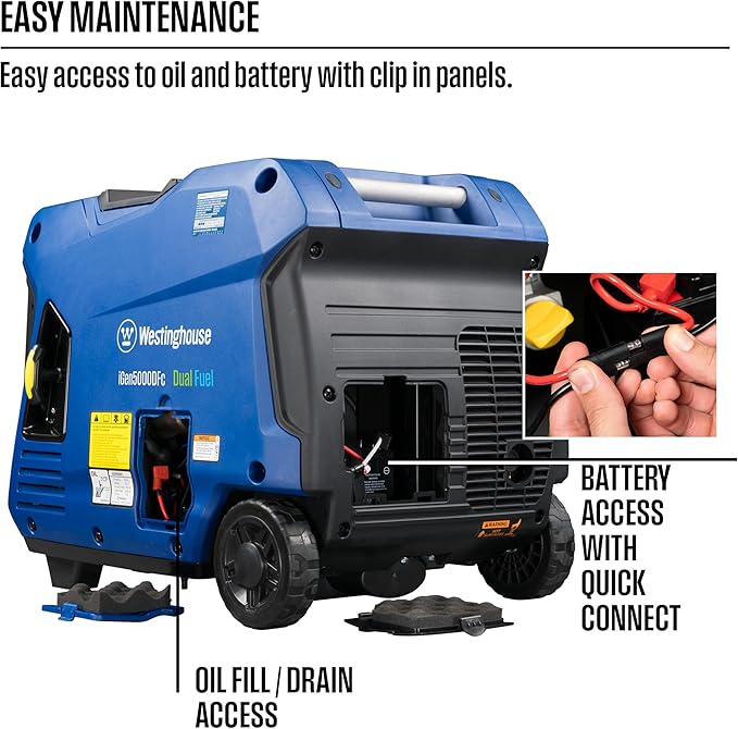 Westinghouse 5000 Peak Watt Super Quiet Dual Fuel Portable Inverter Generator, Remote Electric Start, Gas & Propane Powered, RV Ready, CO Sensor, Parallel Capable