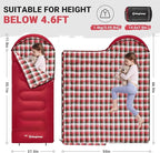 KingCamp 45°F Kids Sleeping Bag, Lightweight Waterproof & Compact Flannel Sleeping Bags Cold Weather & Warm Youth Essentials Gear Accessories for Camping, Fits 10-12 Children up to 4'7"-5'5" Tall