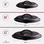 Cuisinel Cast Iron Skillets Set with Lids - 8"+10"+12"-inch Pre-Seasoned Covered Frying Pan Set + Silicone Handle and Lid Holders + Scraper/Cleaner - Indoor/Outdoor, Oven, Stovetop, Fire Safe Cookware