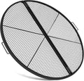 40 Inch X-Marks Fire Pit Grill Grate Round Foldable Fire Pit Cooking Grate Heavy Duty Steel Campfire BBQ Grill Grid with Handles for Outdoor Camping Cooking, Black