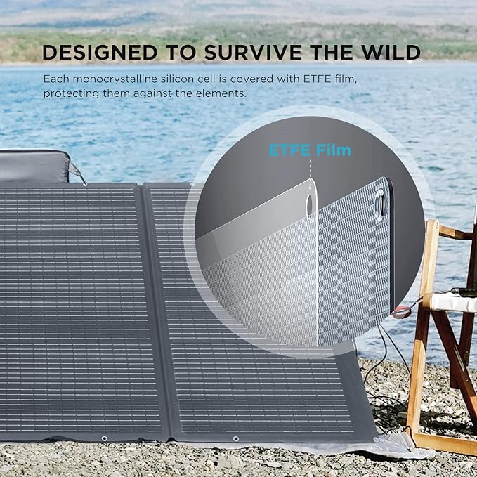 EF ECOFLOW 400W Portable Solar Panel, Foldable & Durable, Complete with an Adjustable Kickstand Case, Waterproof IP68 for Outdoor Adventures
