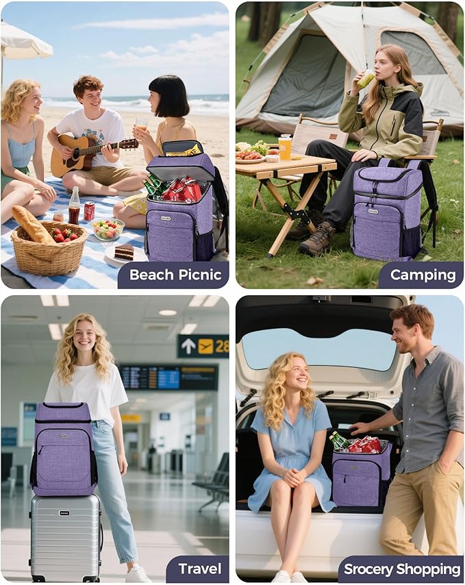 BAGLHER Lightweight Insulated Cooler Backpack - 30 Cans, Leak-Proof for Lunch, Picnic, Hiking, Camping Trips