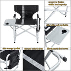 400LBS Heavy Duty Camping Director Chair - Lightweight Aluminum Frame with Foldable Side Table, 600D Oxford Seat & 3 Storage Pockets, Portable for Camping,Sports,Indoor/Outdoor Adults Use