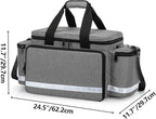 Trunab Professional Medical Bag, First Aid Storage Bag, Empty Emergency Responder Trauma Bag with Inner Dividers and No-Scratch Bottom, Ideal for EMT, EMS, Paramedics, Grey, Bag ONLY