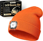 Unisex LED Beanie with Light, Rechargeable Headlamp Hat, Stocking Stuffers Christmas Gifts for Men, Warm Knitted Cap White Elephant Gifts for Dad Adults Teens Men Women Him