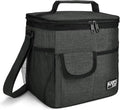 Tirrinia Insulated Large Lunch Bag for Women Men, Leakproof Lunch Box Containers for Adults, Work, School, Soft Lunchbox for Kids, Boys, Adult Cooler Bag for Picnic, Hiking,Beach, Black