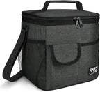 Tirrinia Insulated Large Lunch Bag for Women Men, Leakproof Lunch Box Containers for Adults, Work, School, Soft Lunchbox for Kids, Boys, Adult Cooler Bag for Picnic, Hiking,Beach, Black