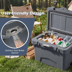 Goplus Hard Cooler, Insulated Ice Chest w/Portable Handles, Cup Holders, Ruler, Bottle Opener, 6 Day Ice Retention for Drink, Beverage, Camping, Fishing, Beach