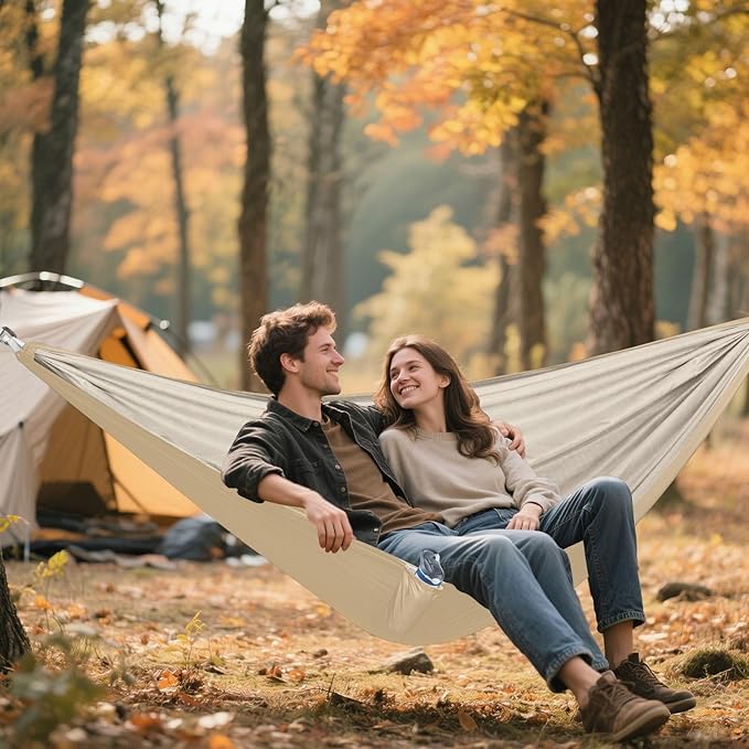 Tan Solid Color Camping Hammock Cloth Hammock for Camping Travel Accessories