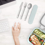 Bentgo Stainless Travel Utensil Set - Reusable 3-Piece Silverware Set with Carrying Case, High-Grade Premium Steel, BPA-Free Case, Eco-Friendly - Ideal for Travel, Camping, and Office Use (Aqua)