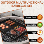 Folding Campfire Grill grate, Compact Height-Adjustable Fire Pit Grilling Grate, Heavy Duty Swivel Over Fire Cooking Grate with Handbag for Outdoor Camping Hiking Backpacking and Family Gatherings