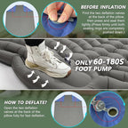 Double Sleeping Pad for Camping - Ultralight Air Mattress with Pillows, Built-in Foot Pump, Compact Inflatable 2-Person Portable Mat for Backpacking, Hiking, Tent, Car Travel, Beach，Road Trip