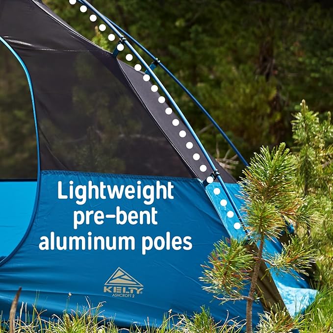 Kelty Ashcroft Camp Tent - 1, 2 or 3 Person Camping Shelter with Full Coverage Rainfly, Lightweight Aluminum Poles, Camping Backpacking Festival Shelter