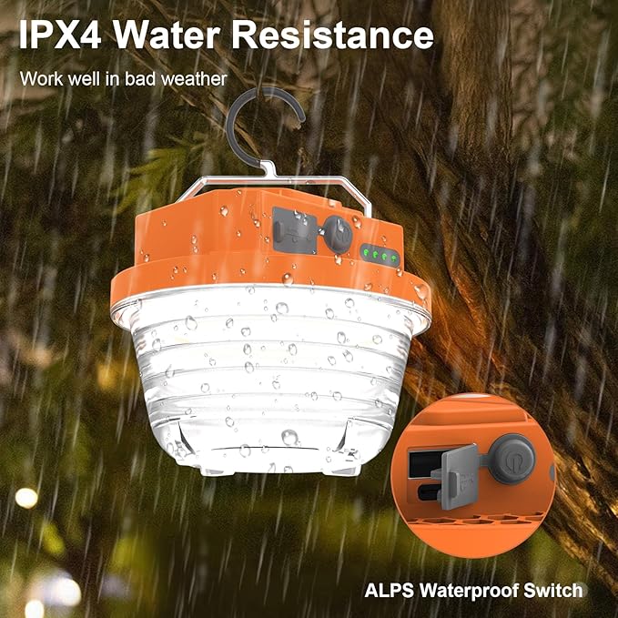 Rechargeable Camping Light , Cute Pine Cones Camping Lights Set for Kids, 1200LM，4800mAh Rechargeable Led Lantern with 4 Modes, Portable Camping Light for Tent,Lightweight Tent Lamp(Orange)