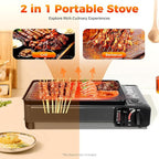 Portable Gas Grill Butane Stove, Camping Stoves with Grilling Net & Carry Case, Tabletop BBQ Grill Butane Camping Stove, Outdoor Gas Stove for Camping, Travel, Trekking