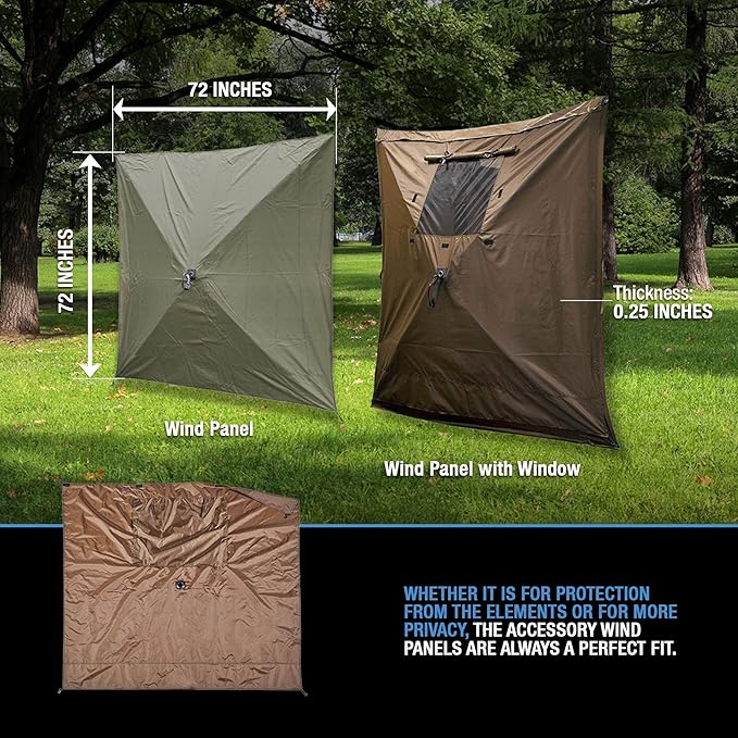Clam Quick-Set Wind & Sun Panels – 3-Pack Tan Accessory for Pop-Up Screen Shelter – Durable Sidewalls for Privacy, Shade & Weather Protection – with Carry Bag – Tent Not Included