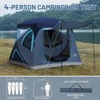 TIMBER RIDGE Instant Pop-Up Weather Resistant Camping Hub Tent, Easy 60 Second Set-Up, Portable 4 Person Tents for Outdoor, Camping, Picnicking, Blue