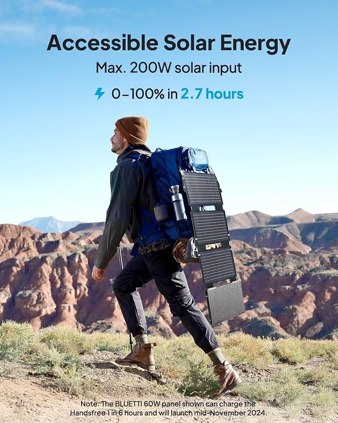 BLUETTI Handsfree 1 Portable Power Station, 268.8Wh 300W LiFePO4 Backpack Solar Generator with a 42L Drone Backpack, All in One Solar Power System for Hiking, Photography, Travel(Solar Panel Optional)
