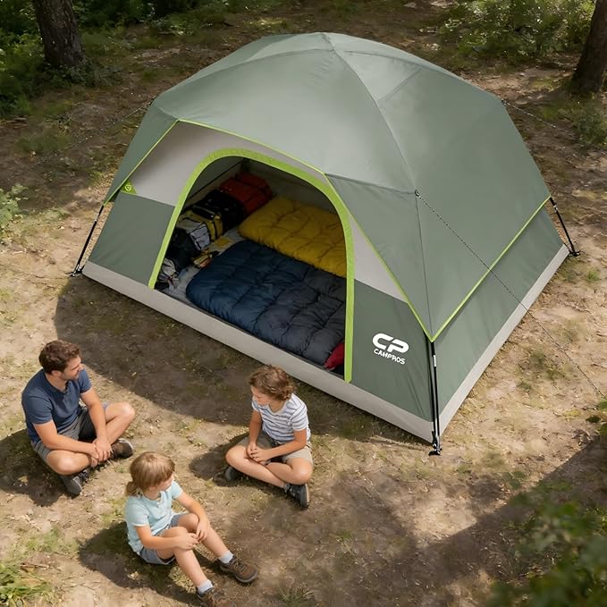 Tents for Camping 6 Person Tent Waterproof Windproof Double Layer Family Camping Tent, Easy Setup Dome Tent with Large Mesh Windows & Wider Door for Outdoor Camping & Hiking