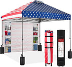 Best Choice Products 10x10ft Pop Up Canopy Tent with Sidewall, 1 Person 1 Minute Set Up, Carry Case, 4 Weight Bags - American Flag