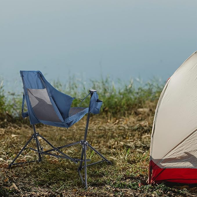 LET'S CAMP Hammock Chair Portable Camping Chair Oversized Folding Rocking Chair with Headrest and Cup Holder for Travel, Picnic, Patio, Fishing, Supports 300lbs