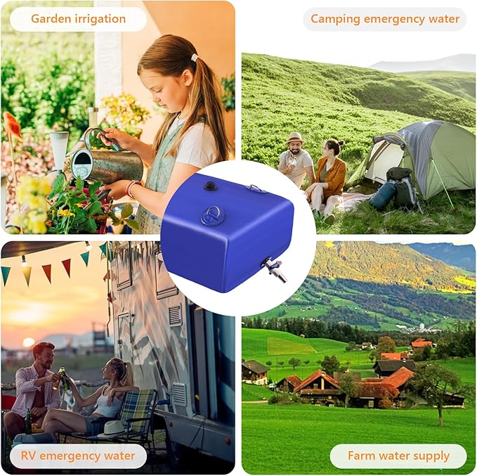 Foldable Portable Water Storage Bladder - 105 Gallon Large Water Tank with 3/4" PVC Spigot and Hose Kit for Camping, Garden, Emergency