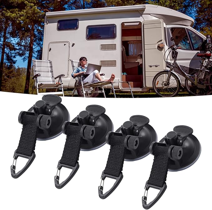 4PCS Outdoor Car Tent Suction Cup, High Strength Light Weight Easy Install Portable Suction Cups for Awning Tents Camping Tarp