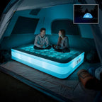 AirCandy Nite Brite Queen Inflatable Air Mattress with LED Lights – 15” Raised Blow Up Bed, USB Powered Color-Changing Glow, Flocked Top, Indoor Guest & Sleepover Bed
