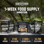 Ready Hour 1-Week Food Supply Ammo Can (58 Servings), Emergency Storage Rations, Prepper Kit, Survival Food, Freeze-Dried, 25-Year Shelf Life, Flood-Safe Container