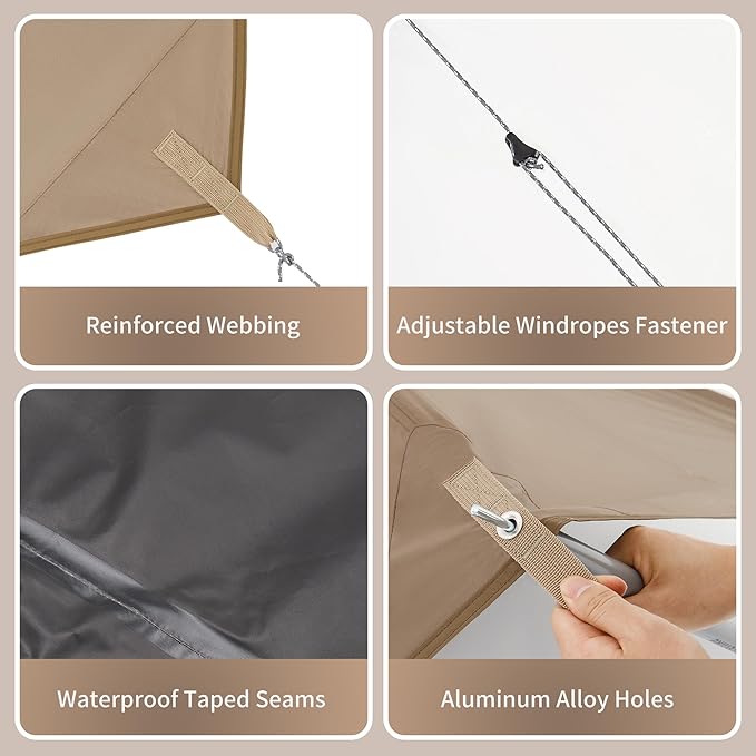 Naturehike Cloud Skies Camping Tent Tarp with Poles, Waterproof PU 18000mm+ Rain Shelter, Anti-UV UPF2000+ Camping Sun Shelter Canopy