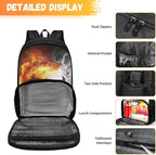 Lunch Backpack for Women Men Work, 17 Inch Insulated Cooler Backpack with Lunch Compartment All In One Meal Bag, Boys School Daypack Bookbag for Travel Casual Office, Fire Flame Soccer