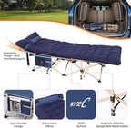 Nice C Heated Cot with Battery, Heated Camping Cots with Cushion, Folding Cots with Mattress for Adults, with Pillow, Carry Bag & Storage Pocket, Extra Wide Sturdy, Holds Up to 500 Lbs (1 Pack Navy)