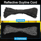 PATIKIL 65 Feet Reflective Guyline Camping Paracord, 3mm Tent Cord Guyline Rope Nylon Paracord Rope for Camping Tent Tarp Hiking Black (20M)