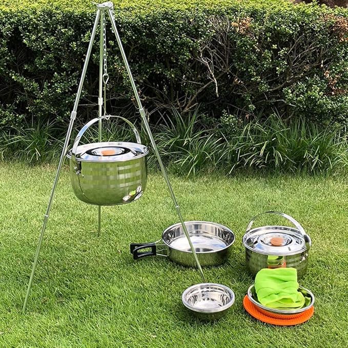 Camping Cookware Pot Outdoor Mountaineering Camping Portable Cooking Barbecue Tableware Set Picnic Picnic Pans Hiking Cups Pots & Pans