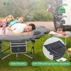 2 Pack Wide Folding Camping Cots with Pillow & Extra Thick 3 Inch Matress, Cots for Sleeping 900 LBS, Camping Bed for Adults with Cushion, Sleeping Cot (Grey)