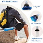 Portable 1.0L Water Fiter, Outdoor Water Filter Backpacking, Collapsible Hiking Water Filter, Water Filter Camping，Water Backpack For Travrling（Blue）