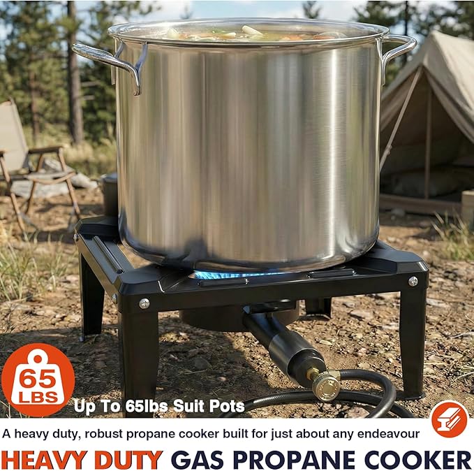 Llamaviva Portable Propane Burner Stove Single Wok Burner with 4ft Hose, Heavy Duty Steel Outdoor Stove, 5.95lbs Lightweight for Camping, Tailgating, Backyard & Picnic Cooking