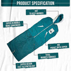 Thermotuff Wearable Sleeping Bag with Dual Hoodie, Zippered Arm Holes, Pockets & Adjustable Drawstring - Ideal for Camping, Cold Weather Hiking, and Stadium Sak Blanket
