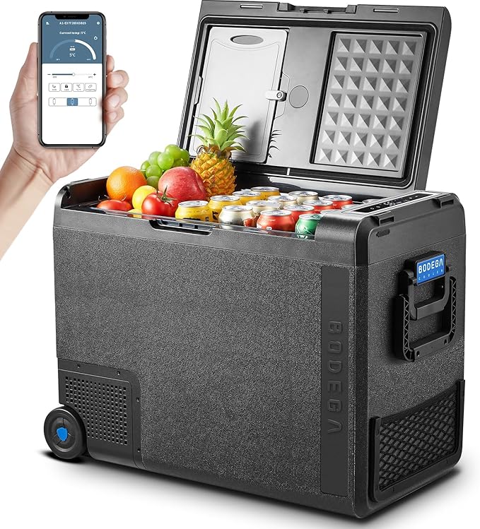 BODEGACOOLER 12 Volt Car Refrigerator, 61Quart (58L) Car Fridge WIFI APP Control, Protable Freezer -4℉-68℉, RV Electric Cooler 12/24V DC 100-240V AC for Outdoor, Truck, Van, Vehicles, Camping, Travel