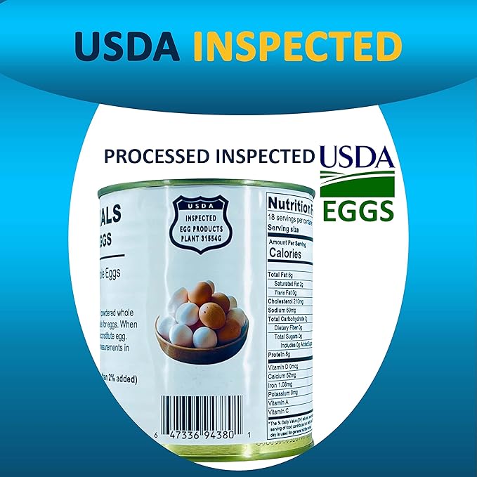 Powdered Whole Eggs | Long Term Storage (10 years shelf life) Emergency Supply | Hiking, Backpacking & Camping | Easy Prep Survival Food | #2.5 Size Can (8 oz per can) 18 Serving Per Can