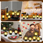 Ferraycle 6 Pcs Mini Lantern Decor 4 Inch Western Lantern Table Centerpiece Small Vintage Camping Hanging Lamp Ornaments Bulk for Cowboy Cowgirl Wedding Halloween Christmas (6 Inch,Black)