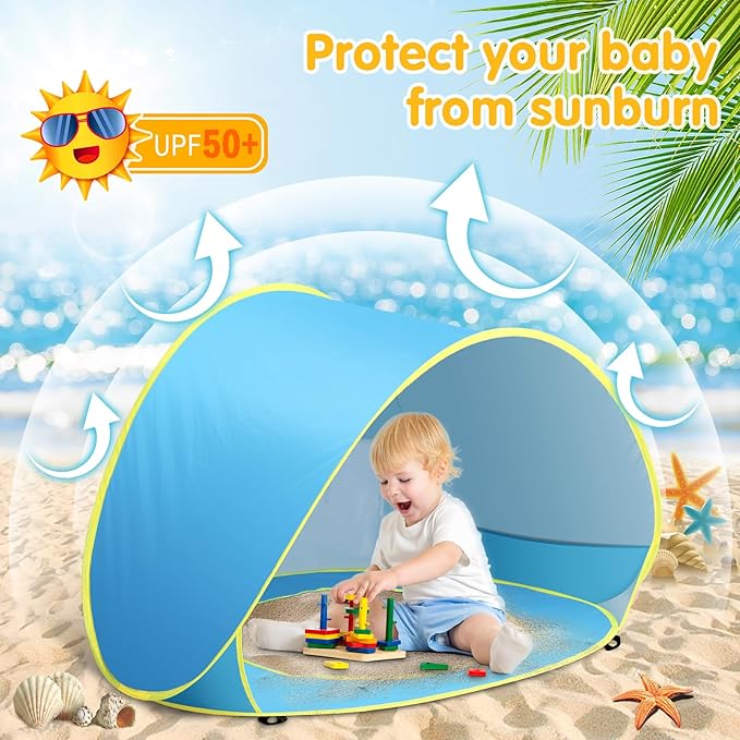 Baby Beach Tent Pop Up Beach Tents Baby Tent for Beach, Portable Shade Pool UV Protection Sun Shelter for Infant