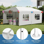 FDW Party Tent 10'x20' Outdoor Canopy Party Wedding Tent Garden Gazebo Pavilion Cater Events -4 Removable Sidewalls,White