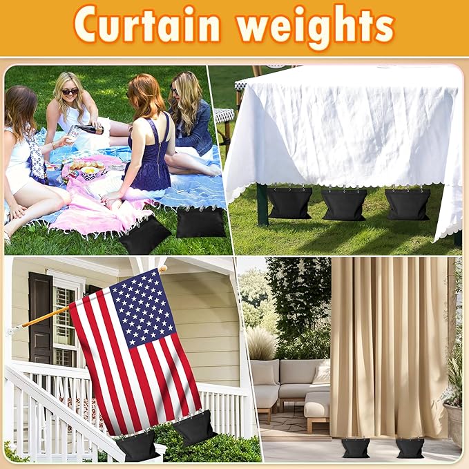 10 Set Outdoor Curtain Weights Upgraded 30 oz High Weighted Sand Bags with 30 Metal Clips for Gazebo Patio Tent Tablecloth 7.5"*8.7"