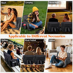 Wide Stadium Seat for Bleachers with Back Support -2 Pack Reclining Adults Camping Stadium Chair Extra Thick Cushion Bleacher Seats Waterproof Black