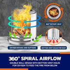 Wood Burning Fire Pit Stove - Smokeless Outdoor Stove for Wood Fires, Camping, Cooking, and Garden Gatherings, Durable, Stainless Steel with Removable Ash Pan, with Stand and Black Carry Bag